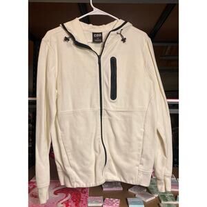 S CSG white black cream-colored tech fleece full-zip hoodie soft